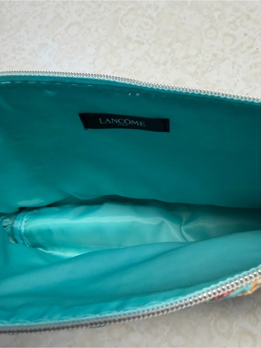 Lancôme Turquoise Tassel Woven Straw Clutch cosmetic case woven